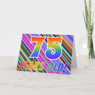Kleurrijke Strepen + Regenboog Patroon "75 jaar ou Kaart