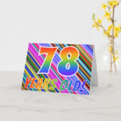 Kleurrijke Strepen + Regenboog Patroon "78 jaar ou Kaart (Gele Bloem)