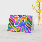 Kleurrijke strepen + regenboogpatroon "10 jaar oud kaart (Gele Bloem)