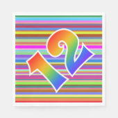 Kleurrijke strepen + regenboogpatroon "12" Event # Servet (Voorkant)