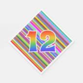 Kleurrijke strepen + regenboogpatroon "12" Event # Servet (Hoek)
