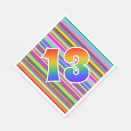 Kleurrijke strepen + regenboogpatroon "13" Event # Servet