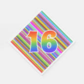 Kleurrijke strepen + regenboogpatroon "16" Event # Servet (Hoek)