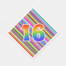 Kleurrijke strepen + regenboogpatroon "16" Event # Servet