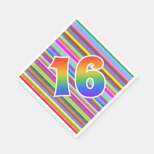 Kleurrijke strepen + regenboogpatroon "16" Event # Servet (Hoek)