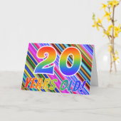Kleurrijke strepen + regenboogpatroon "20 jaar oud kaart (Gele Bloem)