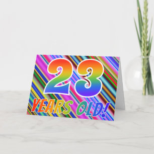 Kleurrijke strepen + regenboogpatroon "23 jaar oud kaart