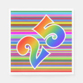 Kleurrijke strepen + regenboogpatroon "25" Event # Servet (Voorkant)