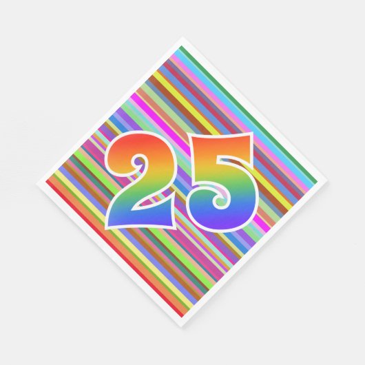Kleurrijke strepen + regenboogpatroon "25" Event # Servet (Hoek)