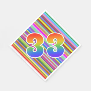 Kleurrijke strepen + regenboogpatroon "33" Event # Servet