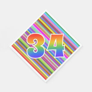 Kleurrijke strepen + regenboogpatroon "34" Event # Servet