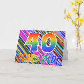 Kleurrijke strepen + regenboogpatroon "40 jaar oud kaart (Gele Bloem)