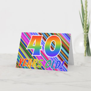 Kleurrijke strepen + regenboogpatroon "40 jaar oud kaart