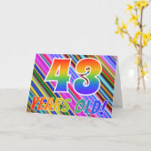 Kleurrijke strepen + regenboogpatroon "43 jaar oud kaart (Gele Bloem)