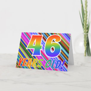 Kleurrijke strepen + regenboogpatroon "46 jaar oud kaart