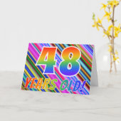 Kleurrijke strepen + regenboogpatroon "48 jaar oud kaart (Gele Bloem)
