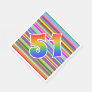 Kleurrijke strepen + regenboogpatroon "51" Event # Servet