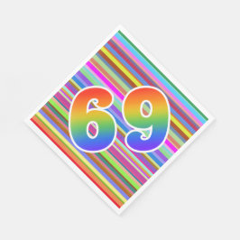 Kleurrijke strepen + regenboogpatroon "69" Event # Servet