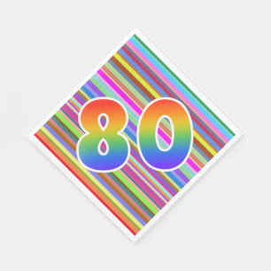 Kleurrijke strepen + regenboogpatroon "80" Event # Servet
