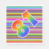 Kleurrijke strepen + regenboogpatroon "81" Event # Servet (Voorkant)