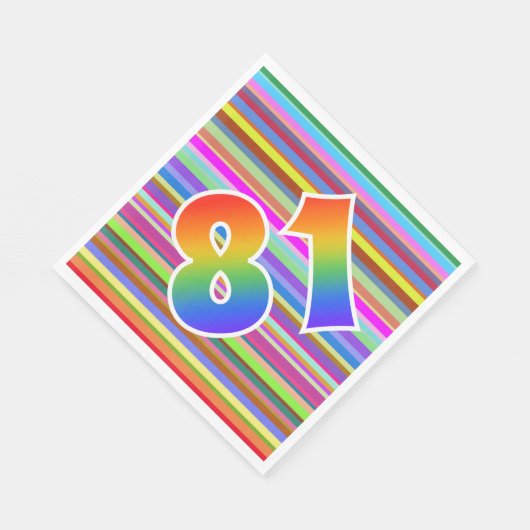 Kleurrijke strepen + regenboogpatroon "81" Event # Servet (Hoek)