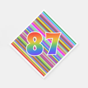 Kleurrijke strepen + regenboogpatroon "87" Event # Servet