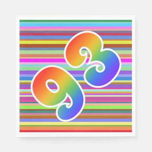 Kleurrijke strepen + regenboogpatroon "93" Event # Servet (Voorkant)