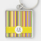 Kleurrijke strepen, regenboogstrepen, monogram sleutelhanger (Voorkant)