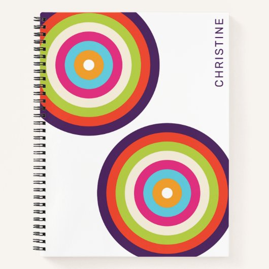 Kleurrijke strepen Retro Circles Art Notitieboek (Voorkant)