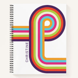 Kleurrijke Strepen Retro Line Art Notitieboek