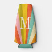Kleurrijke strepen retro monogram flesjeskoeler (Voorkant)