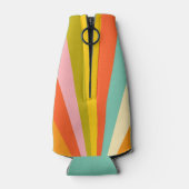 Kleurrijke strepen retro monogram flesjeskoeler (Achterkant)