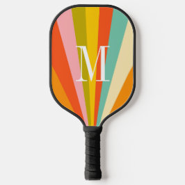 Kleurrijke strepen retro monogram Pickleball Paddl Paddle
