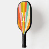 Kleurrijke strepen retro monogram Pickleball Paddl Paddle (Links)