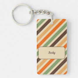 Kleurrijke Strepen Retro Stijl Groovy Funky Sleutelhanger