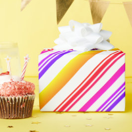 Kleurrijke strepen Rode roze Paars geel wit Cadeaupapier