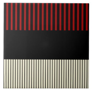 Kleurrijke Strepen - Rood & Crème Tegeltje