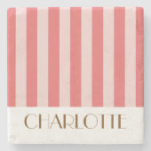 Kleurrijke Strepen roze Trendy Bruiloft Stenen Onderzetter (Voorkant)