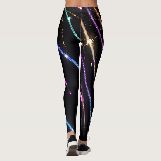 Kleurrijke strepen schitteren leggings (Achterkant)