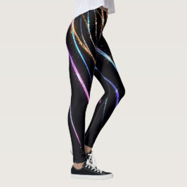 Kleurrijke strepen schitteren leggings