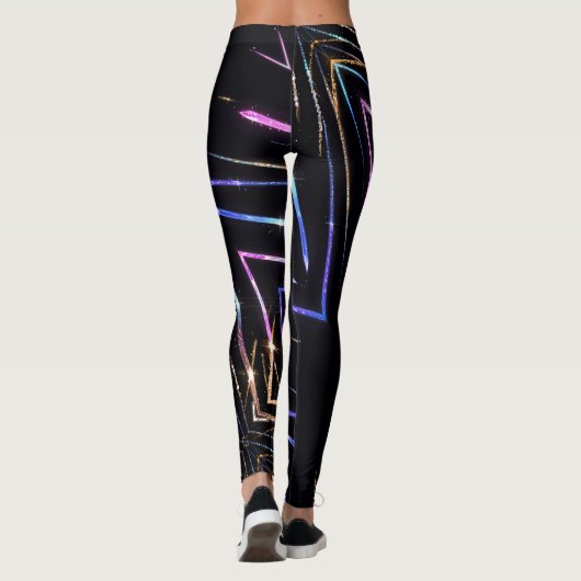 Kleurrijke strepen schitteren leggings (Achterkant)