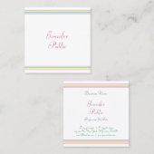 Kleurrijke strepen Sjabloon Moderne handgeschreven Vierkante Visitekaartje (Voorkant / Achterkant)