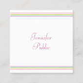 Kleurrijke strepen Sjabloon Moderne handgeschreven Vierkante Visitekaartje (Voorkant)