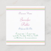 Kleurrijke strepen Sjabloon Moderne handgeschreven Vierkante Visitekaartje (Achterkant)