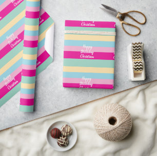 Kleurrijke Strepen Tekst Sjabloon Cadeaupapier
