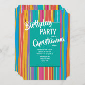 Kleurrijke strepen uitnodiging (Voorkant / Achterkant)