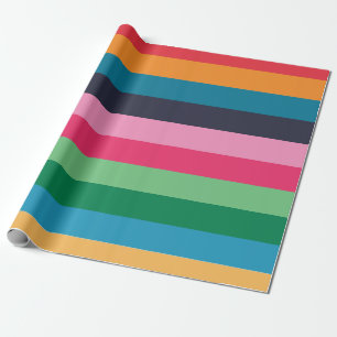 Kleurrijke Strepen Verjaardagsfeest Cadeaupapier