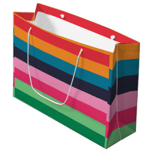 Kleurrijke strepen verjaardagsfeestje groot cadeauzakje