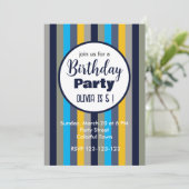 Kleurrijke strepen verjaardagsfeestje kaart (Staand voorkant)