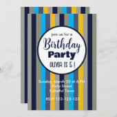 Kleurrijke strepen verjaardagsfeestje kaart (Voorkant / Achterkant)